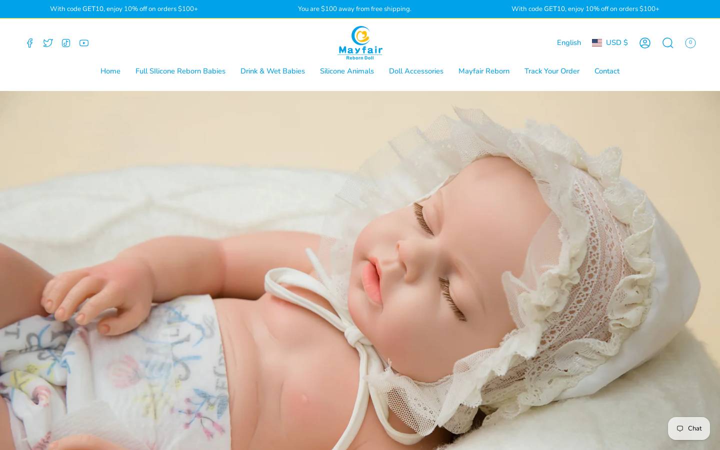 mayreborns.com homepage screenshot