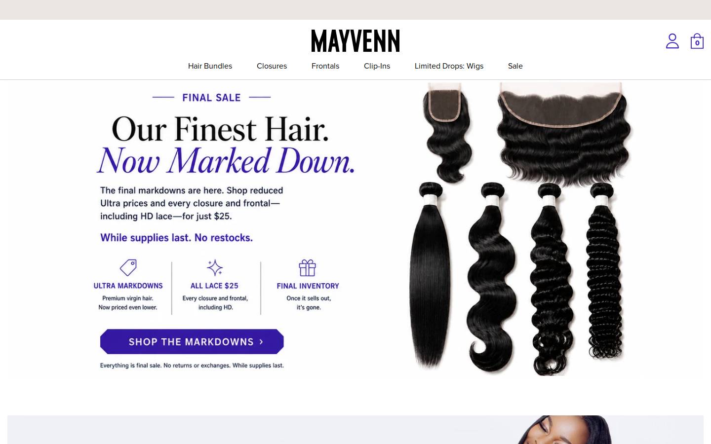 Mayvenn homepage screenshot