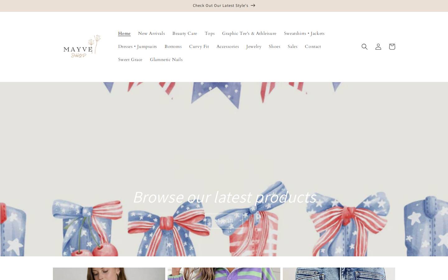 mayveshop.com homepage screenshot