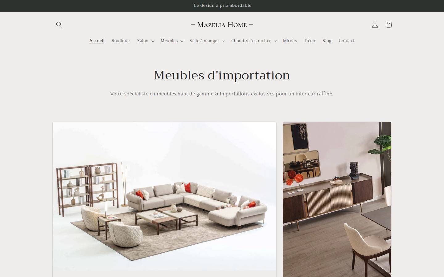 mazeliahome.com homepage screenshot