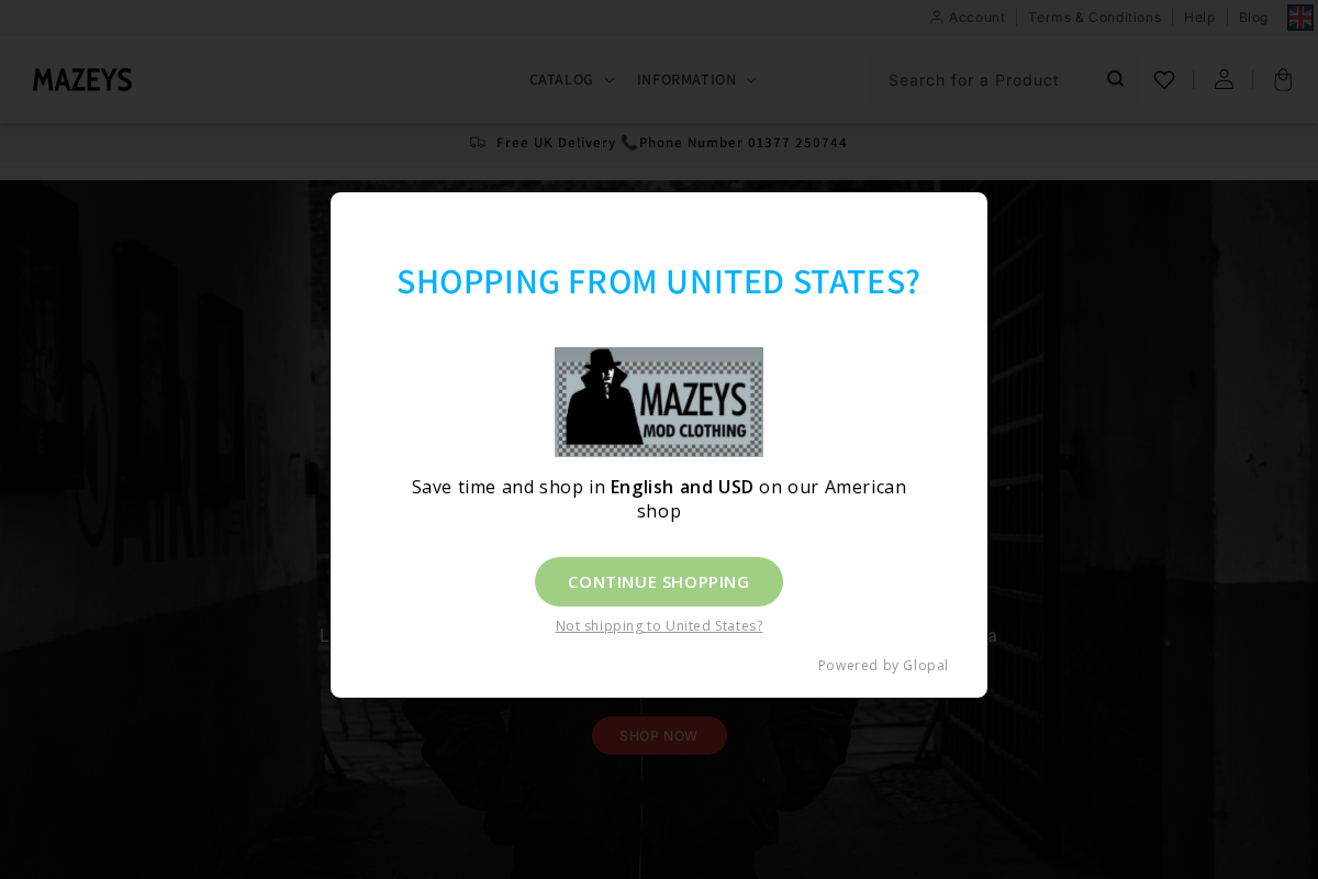 Mazeys homepage screenshot