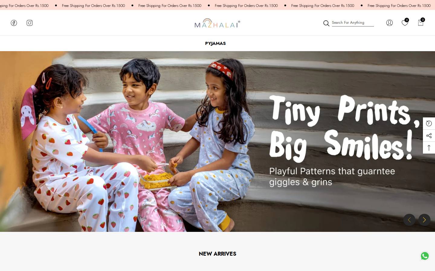 mazhalaistore.com homepage screenshot