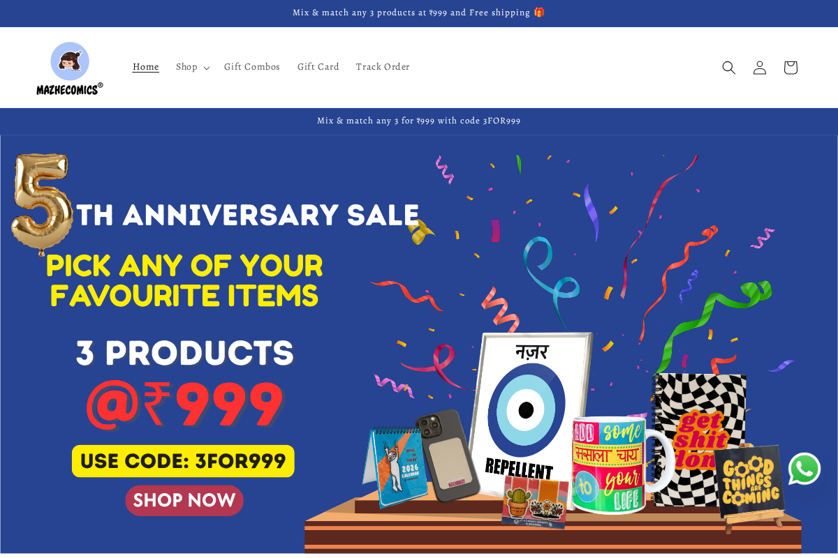 MazheComics homepage screenshot