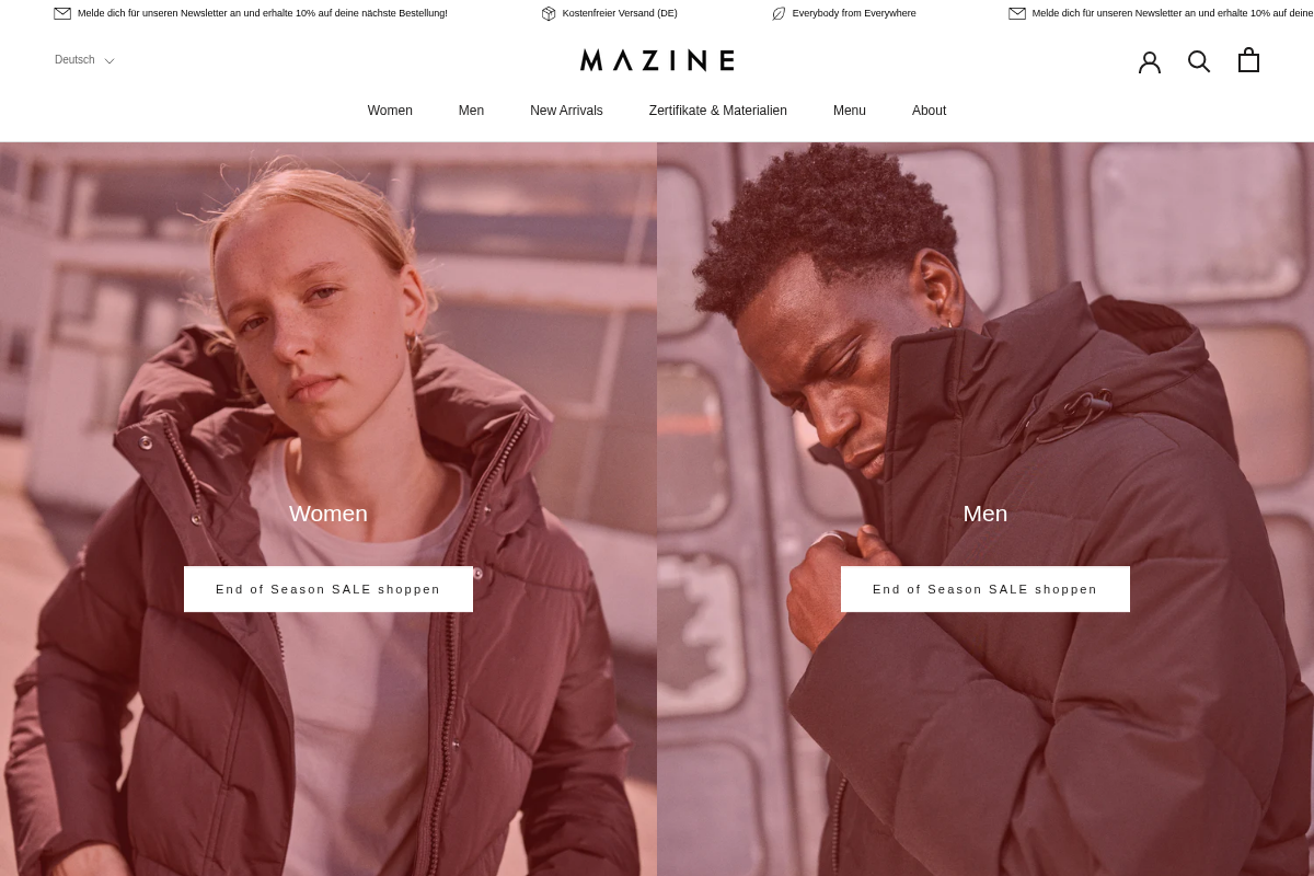 MAZINE homepage screenshot
