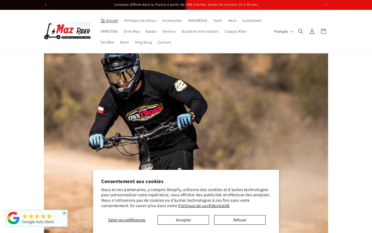 mazrider.com homepage screenshot