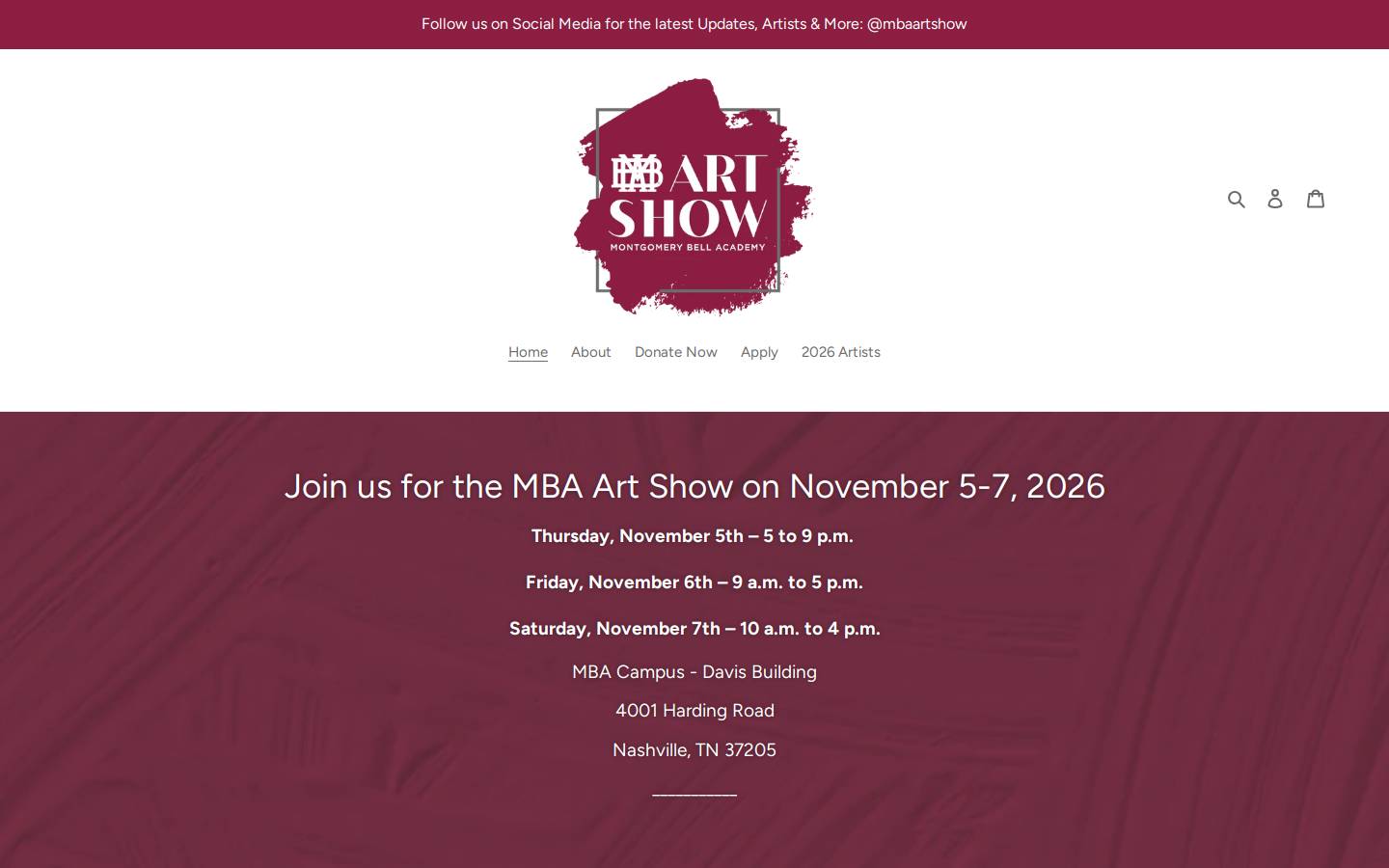 mbaartshow.com homepage screenshot