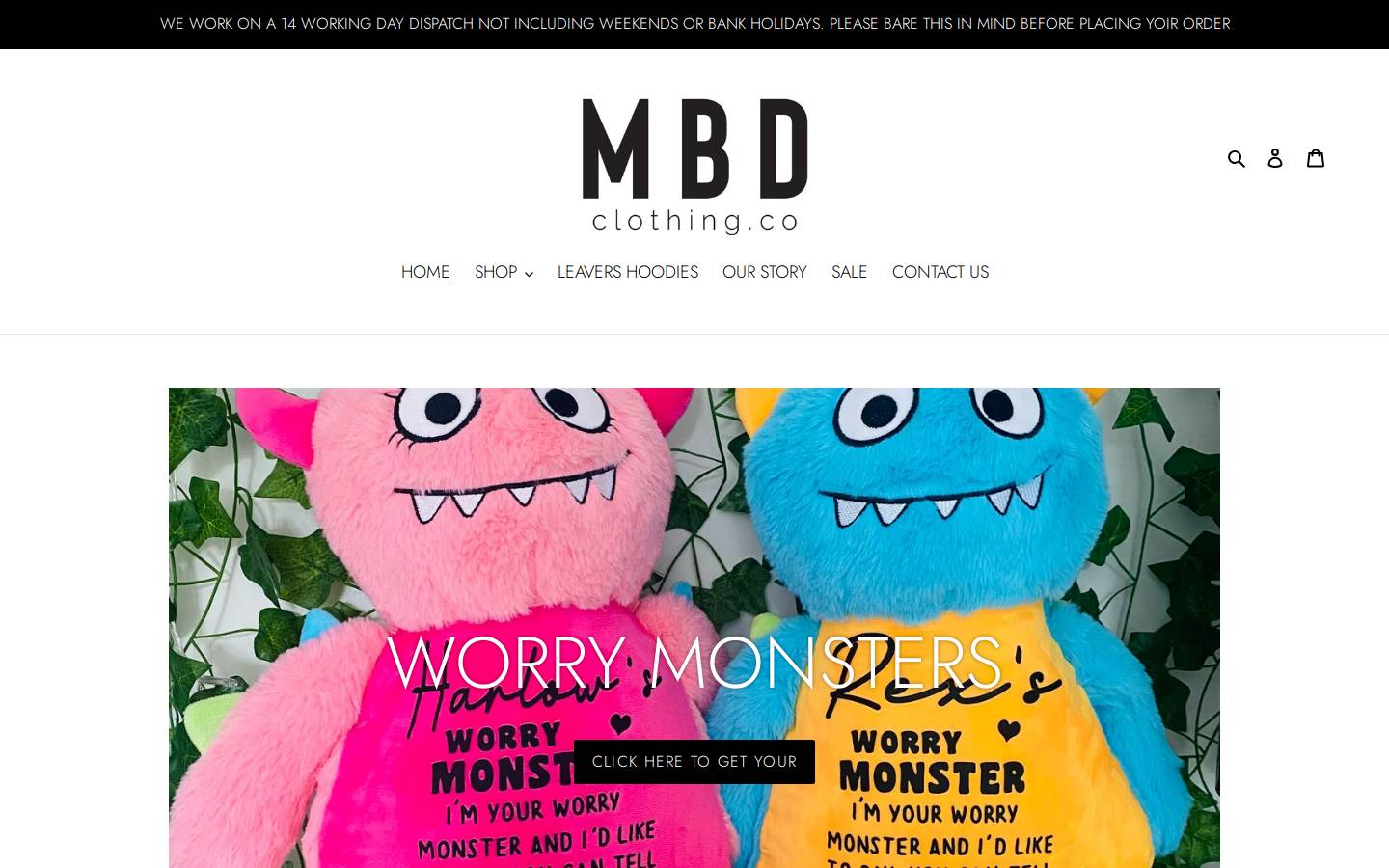 MBD Clothing Co homepage screenshot