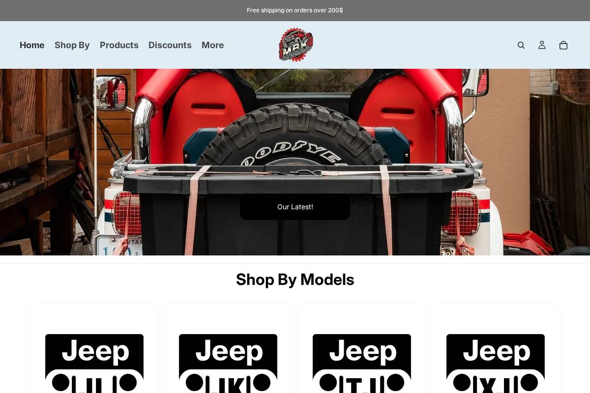mbk4x4parts.com homepage screenshot