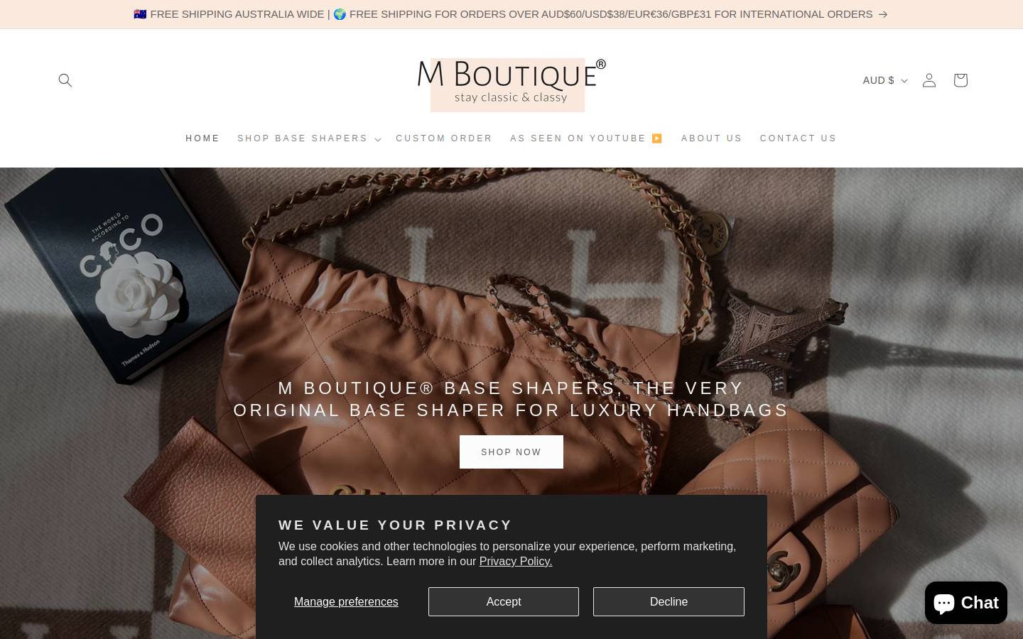 mboutiqueau.com homepage screenshot