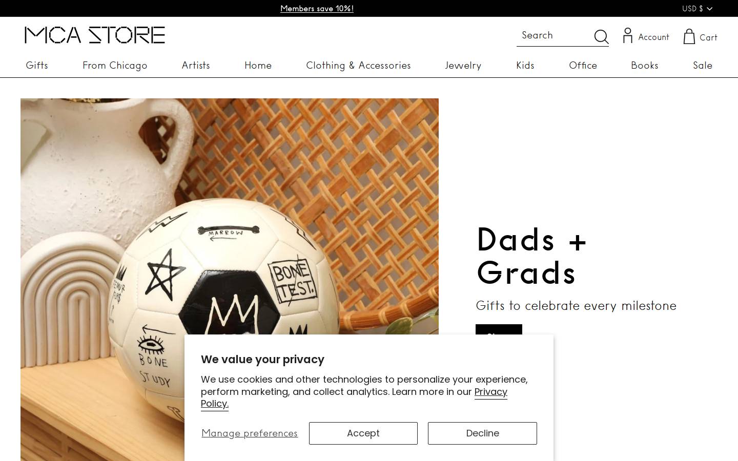 Museum of Contemporary Art homepage screenshot