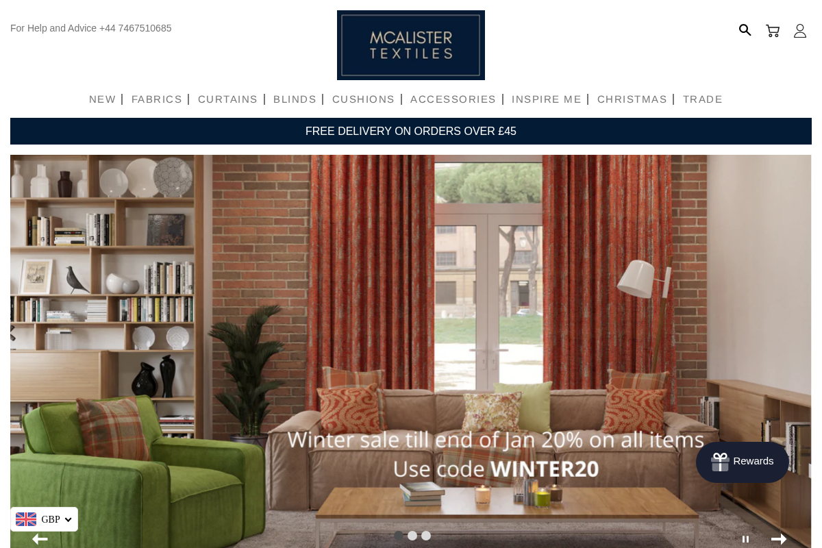 mcalistertextiles.co.uk homepage screenshot