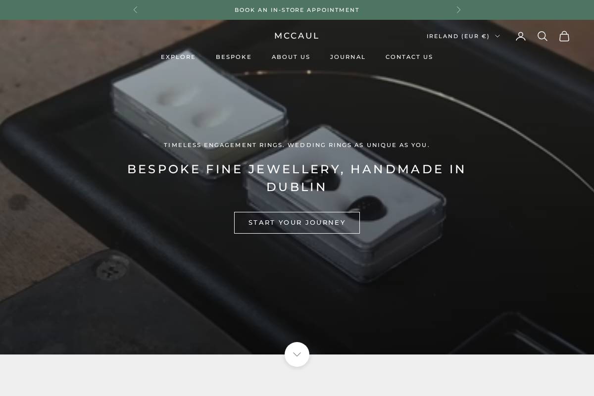 McCaul Goldsmiths homepage screenshot