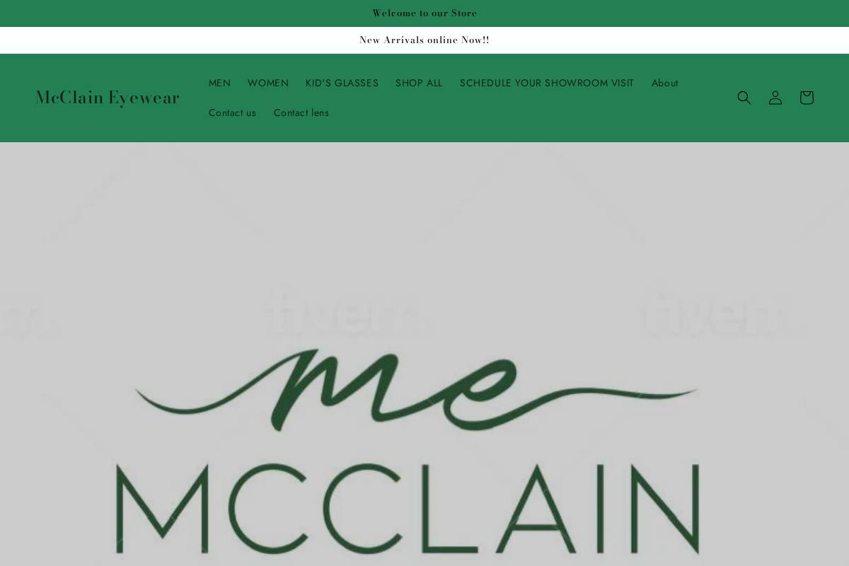 mcclaineyewear.com homepage screenshot
