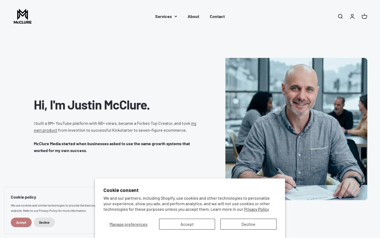 mcclure.media homepage screenshot