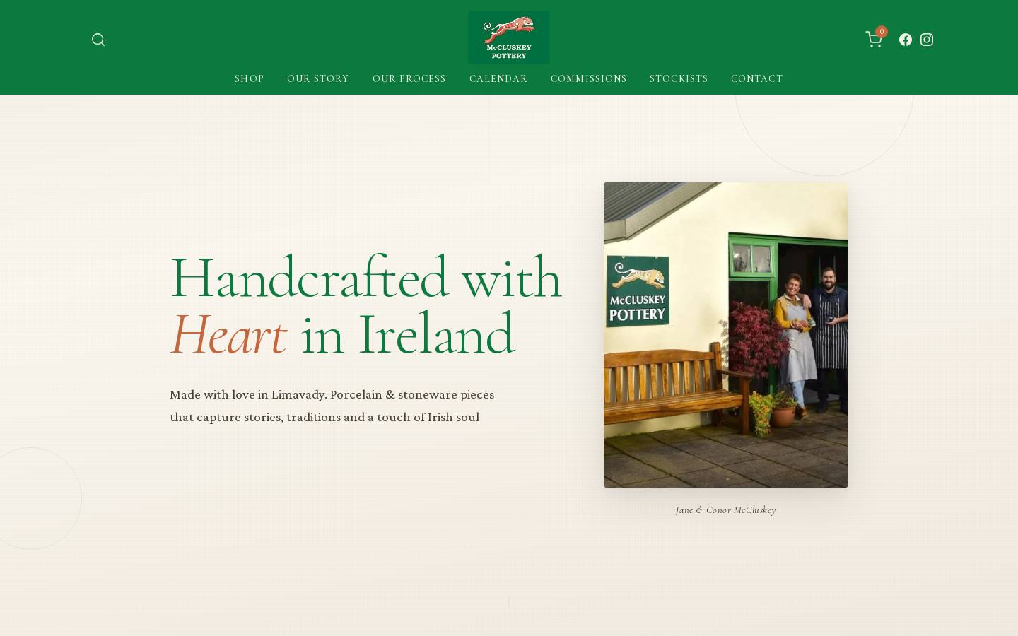 mccluskeypottery.com homepage screenshot