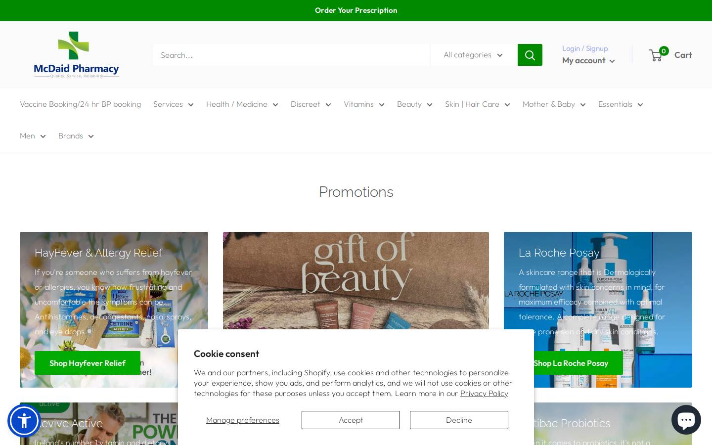 McDaid Pharmacy homepage screenshot