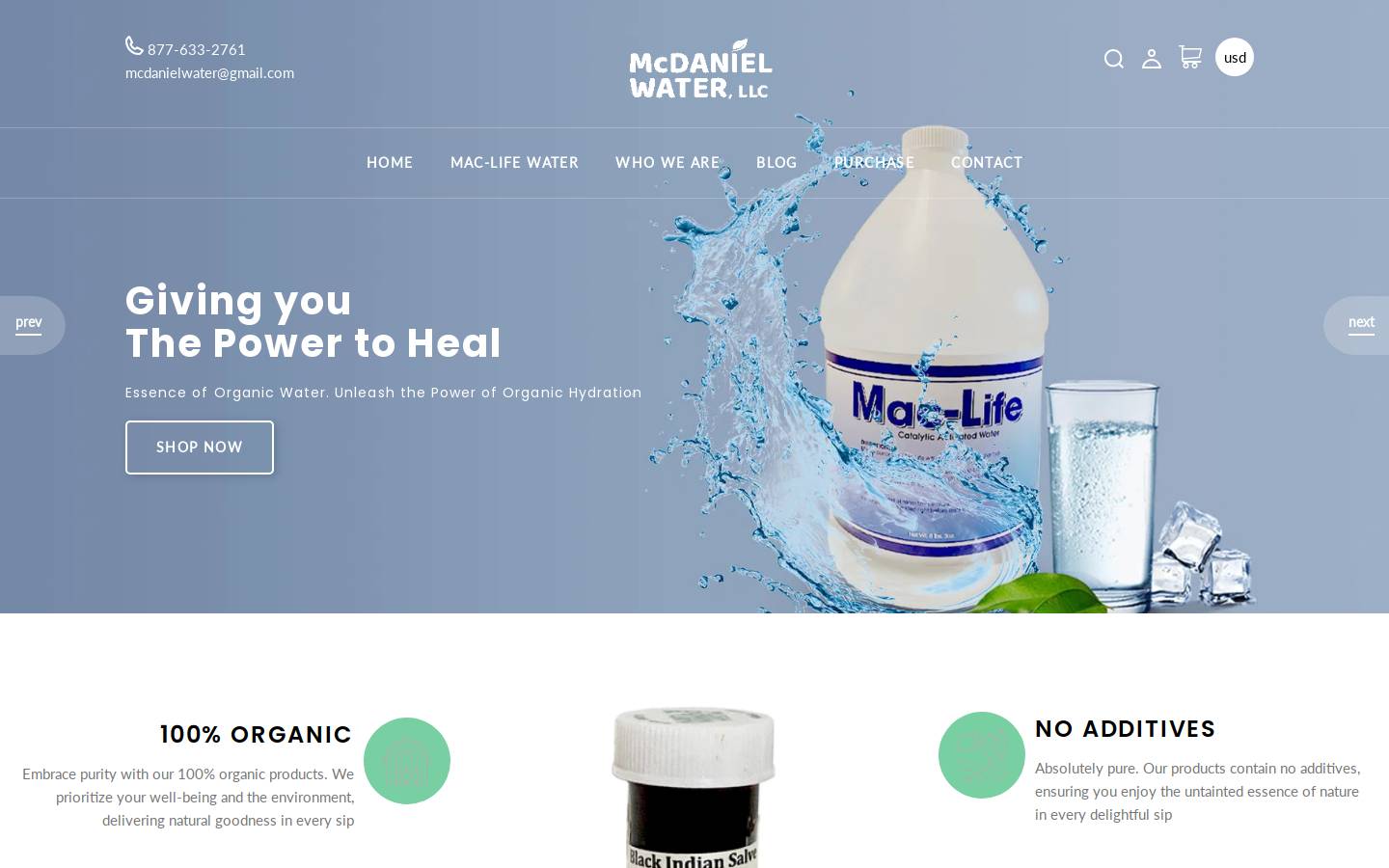mcdanielwater.com homepage screenshot