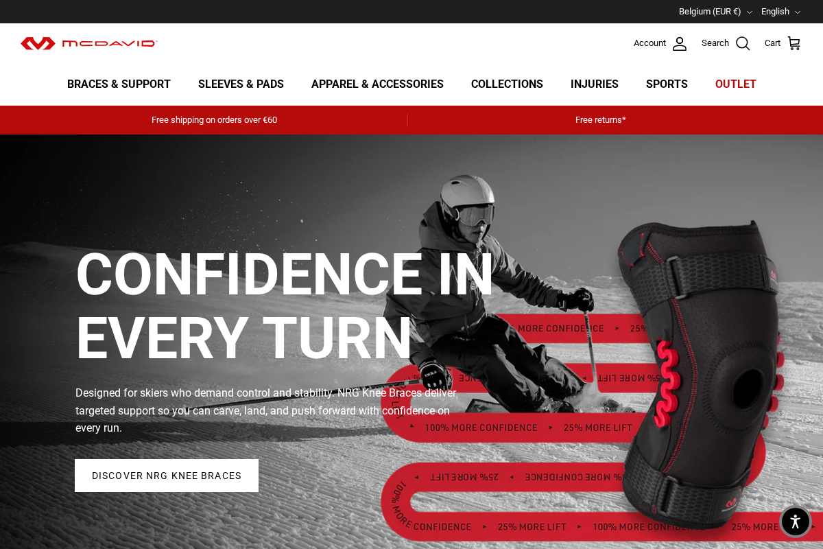 McDavid Europe homepage screenshot