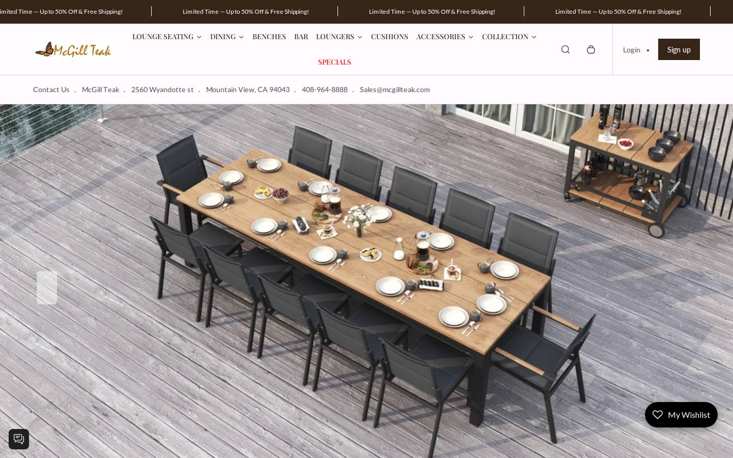 McGill Teak homepage screenshot