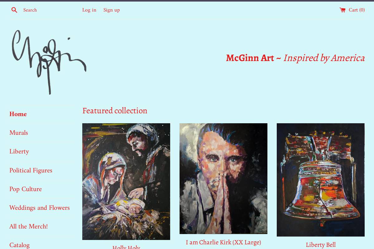 mcginnart.com homepage screenshot