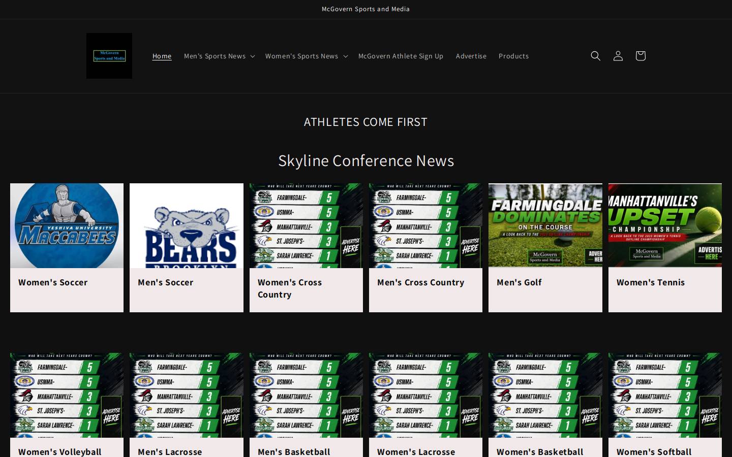 mcgovernsportsandmedia.com homepage screenshot