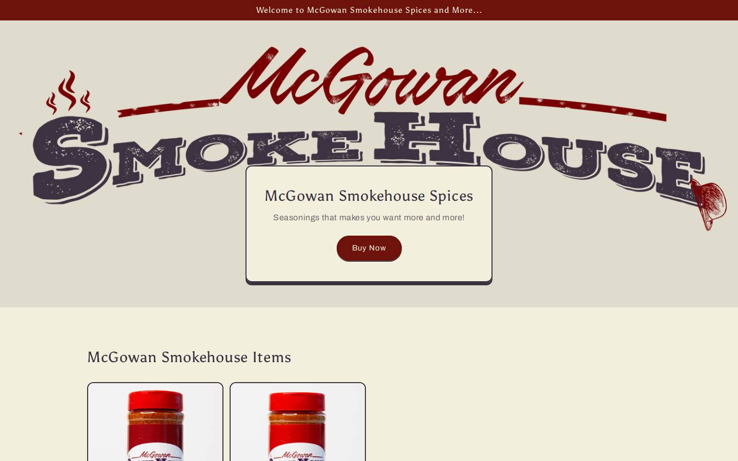 mcgowansmokehouse.com homepage screenshot