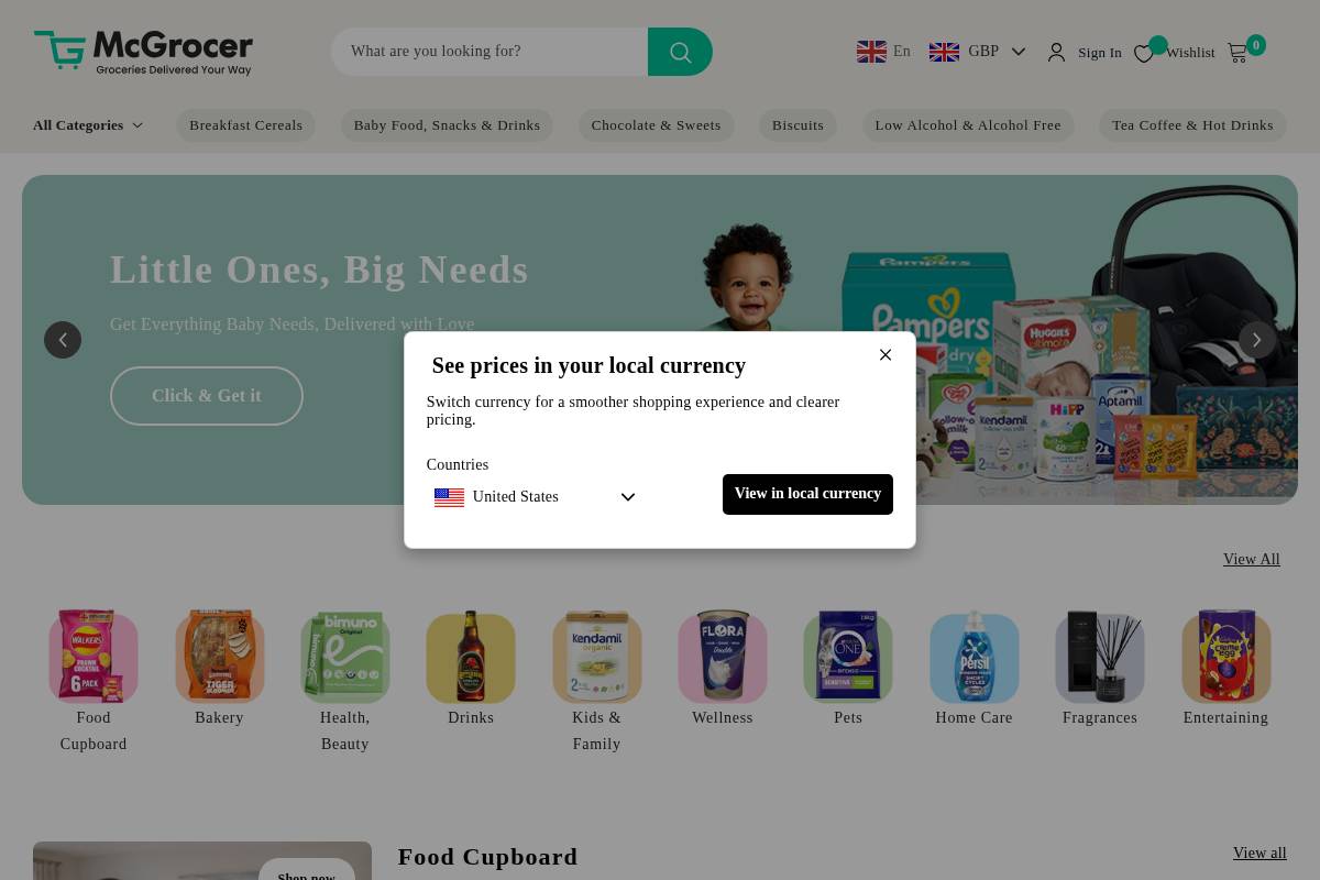 McGrocer homepage screenshot