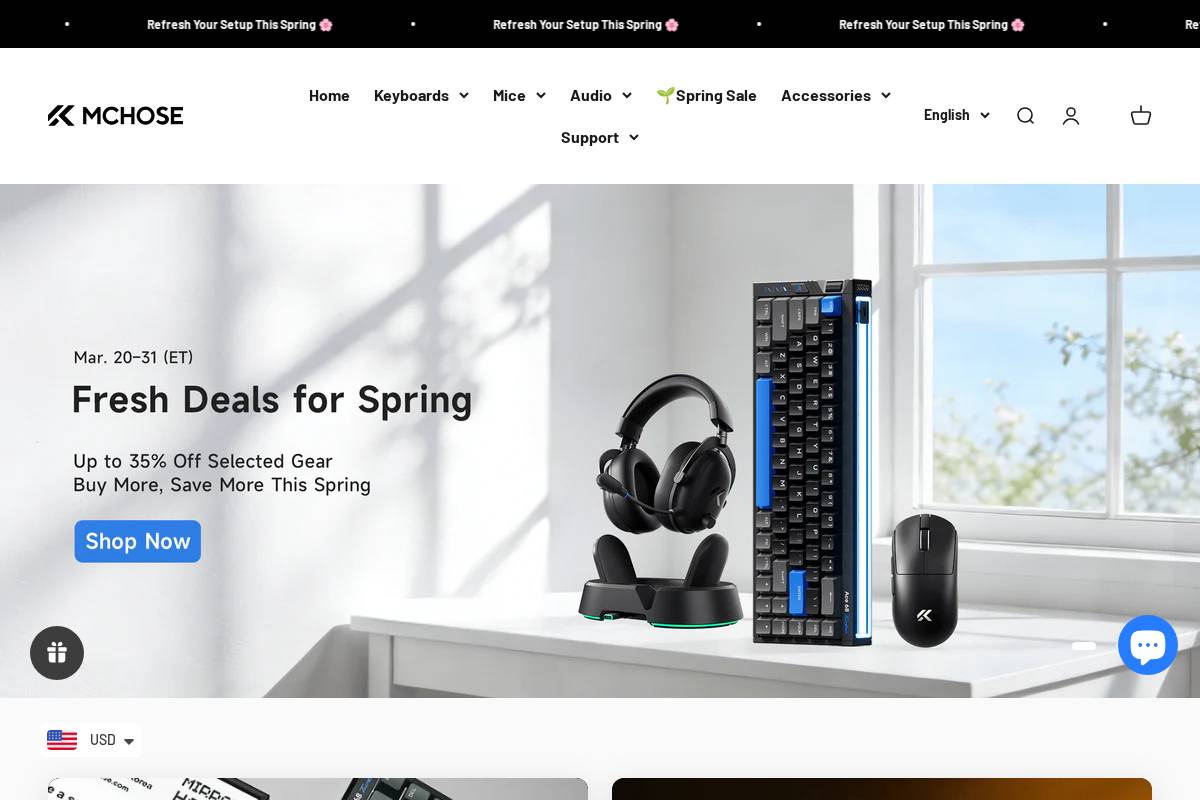 Mchose homepage screenshot