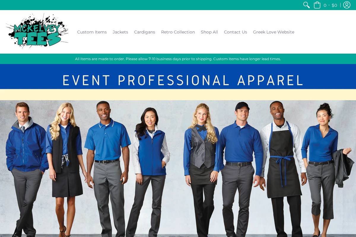 mckelveytees.com homepage screenshot