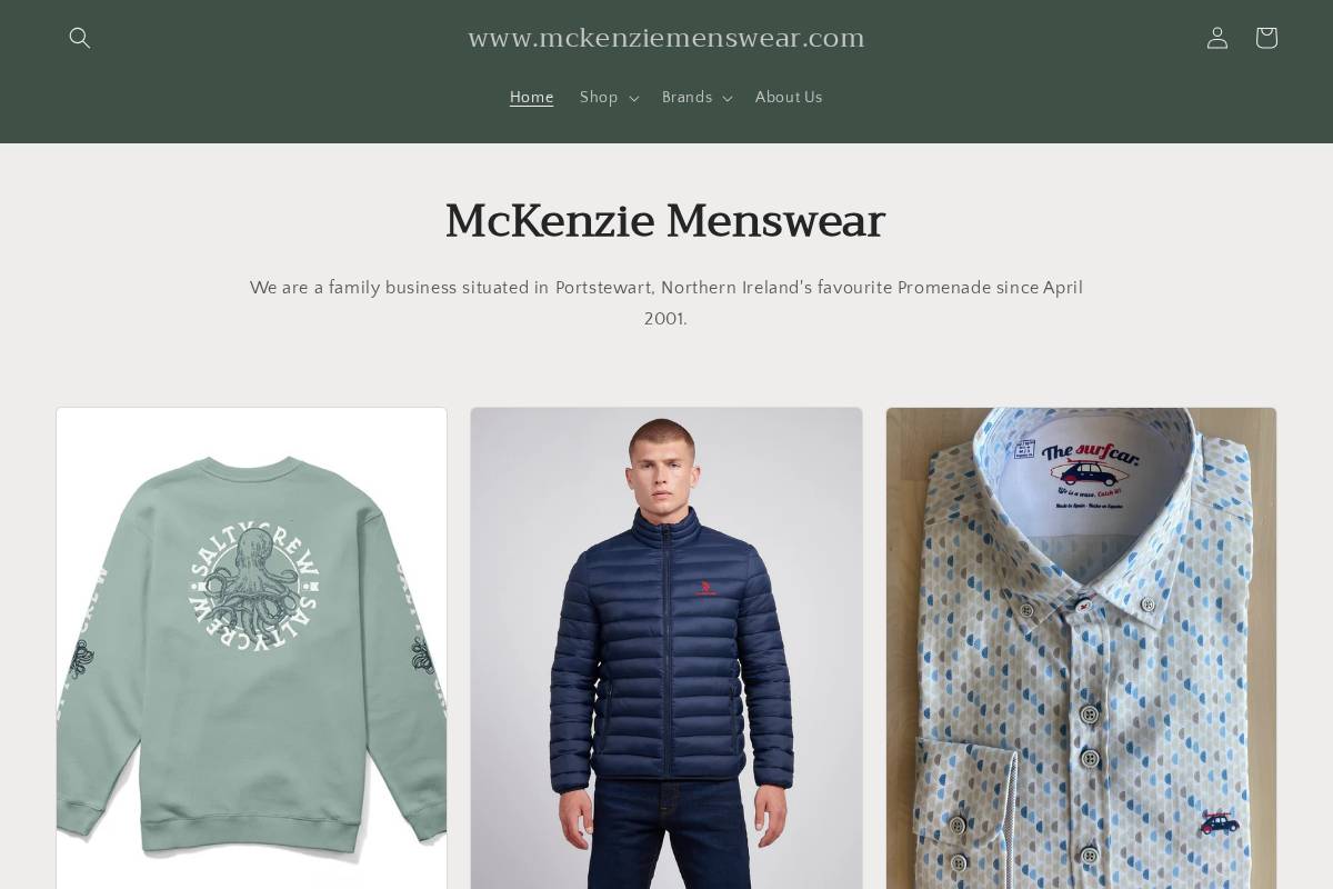 mckenziemenswear.com homepage screenshot