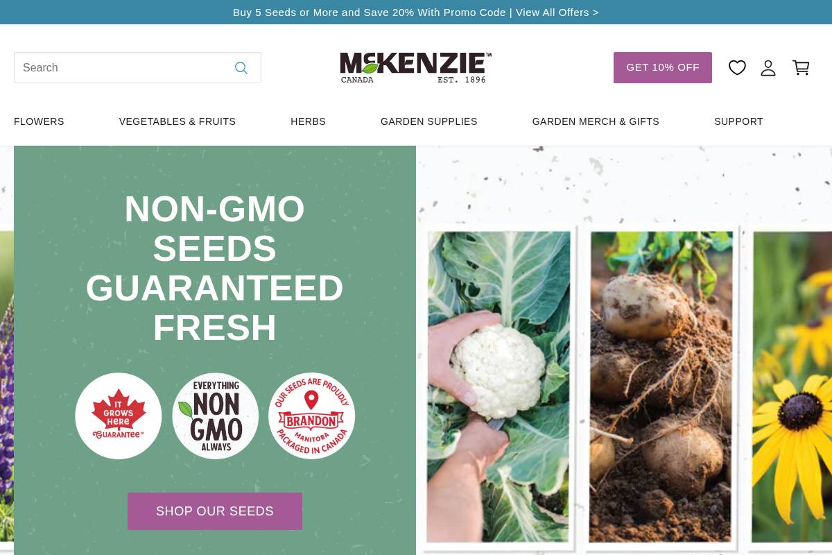 mckenzieseeds.com homepage screenshot