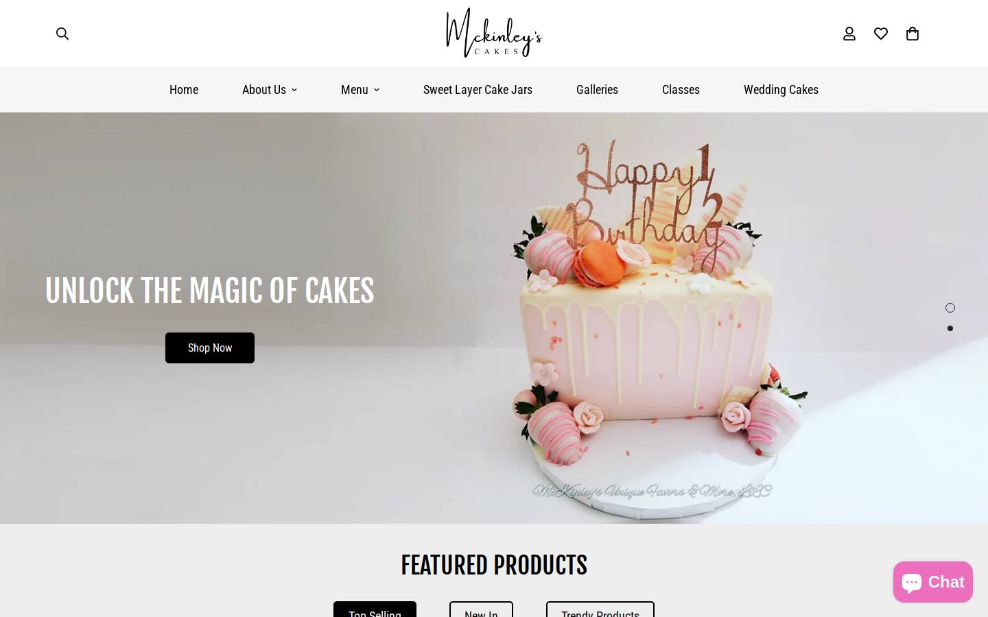 mckinleyscakes.com homepage screenshot