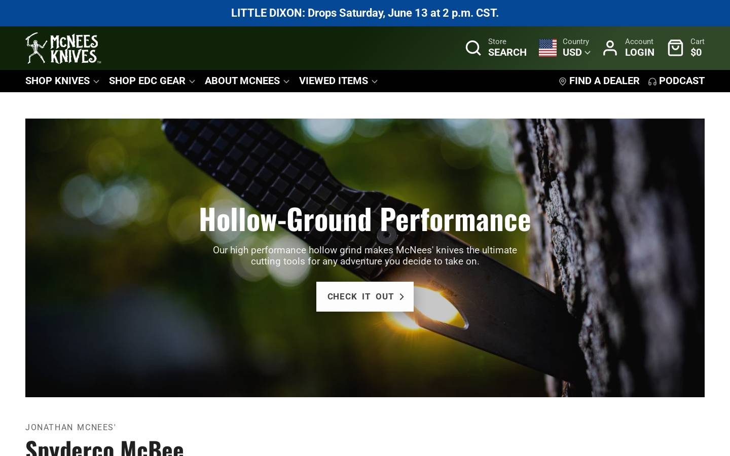 mcneesknives.com homepage screenshot