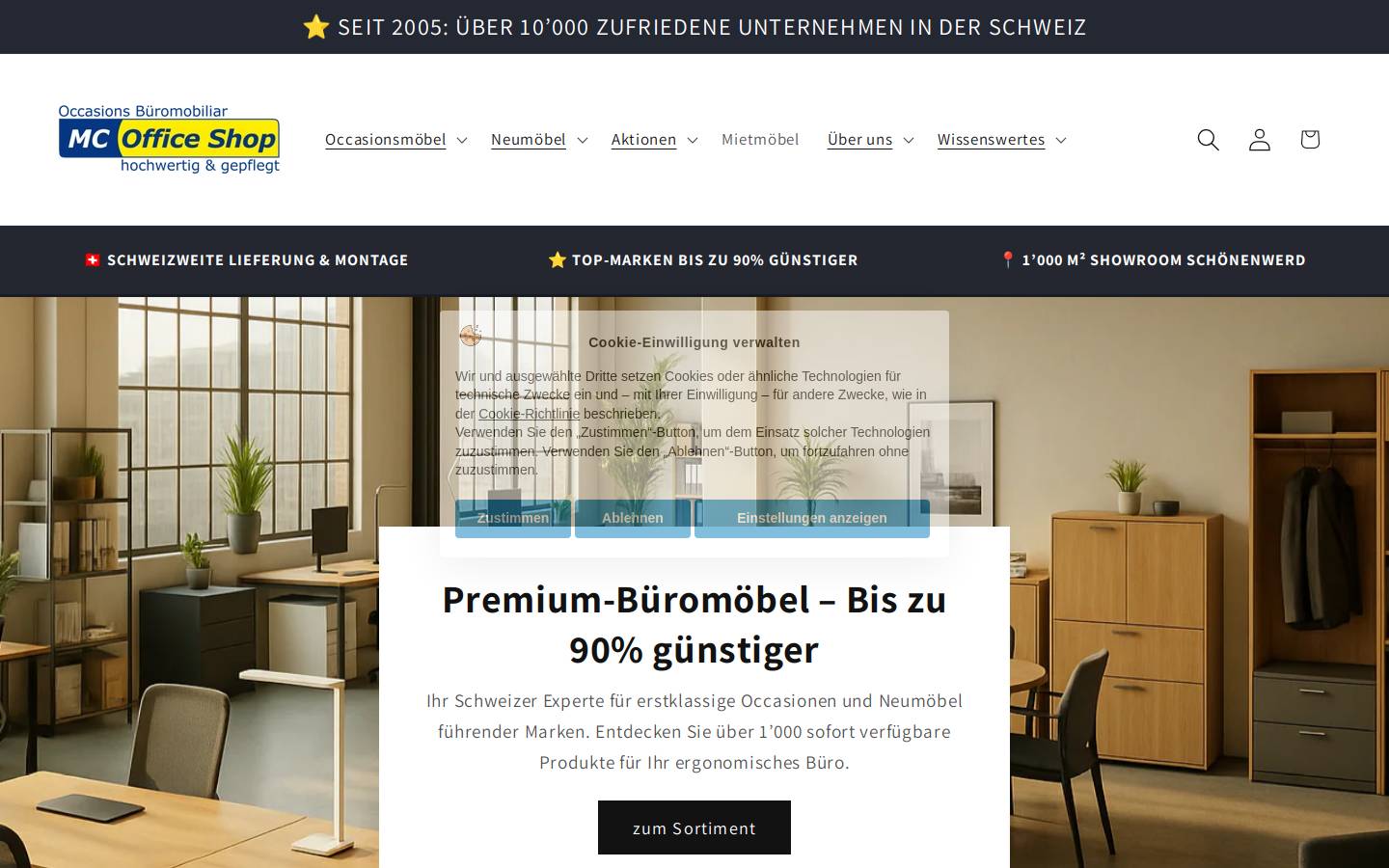 mcofficeshop.ch homepage screenshot