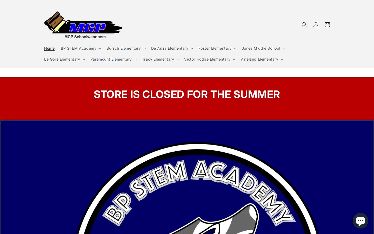 mcpschoolwear.com homepage screenshot