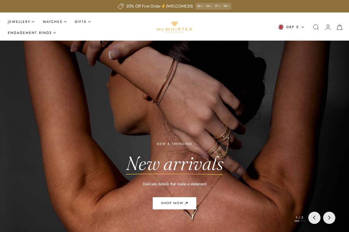 McWhirter The Jeweller Ltd. homepage screenshot