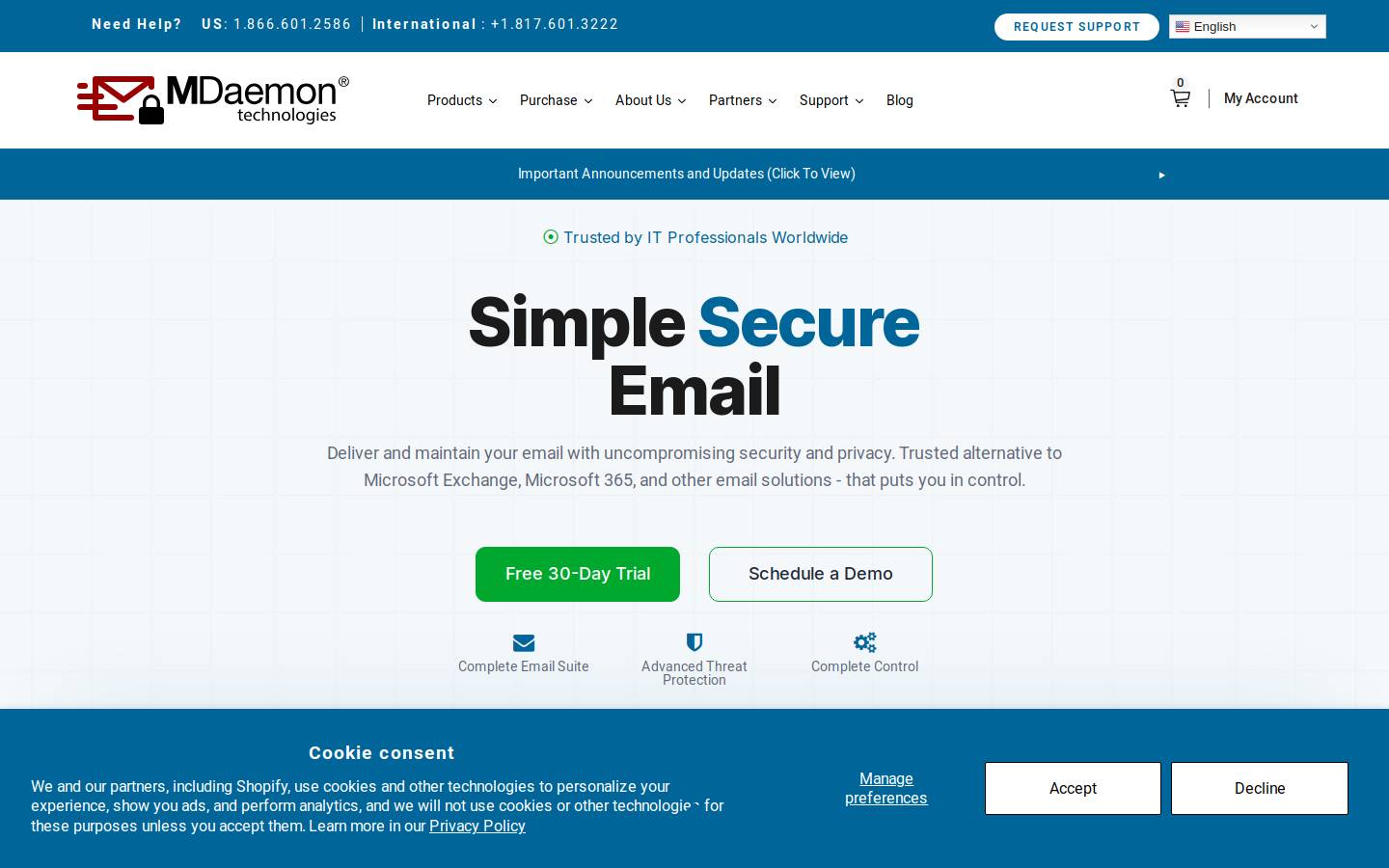 mdaemon.com homepage screenshot