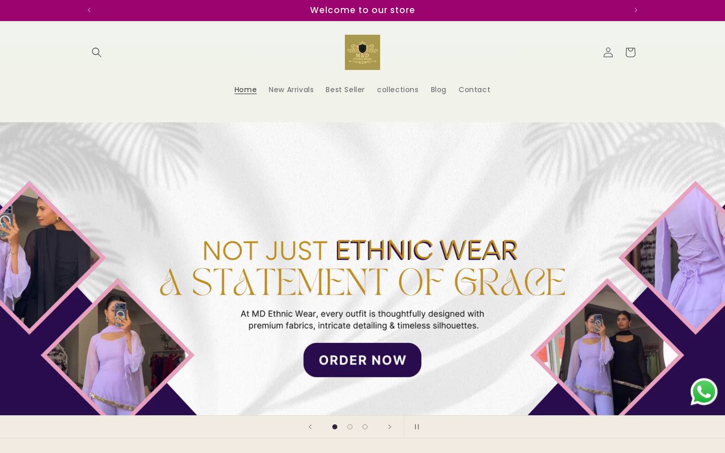 mdethnicwear.com homepage screenshot