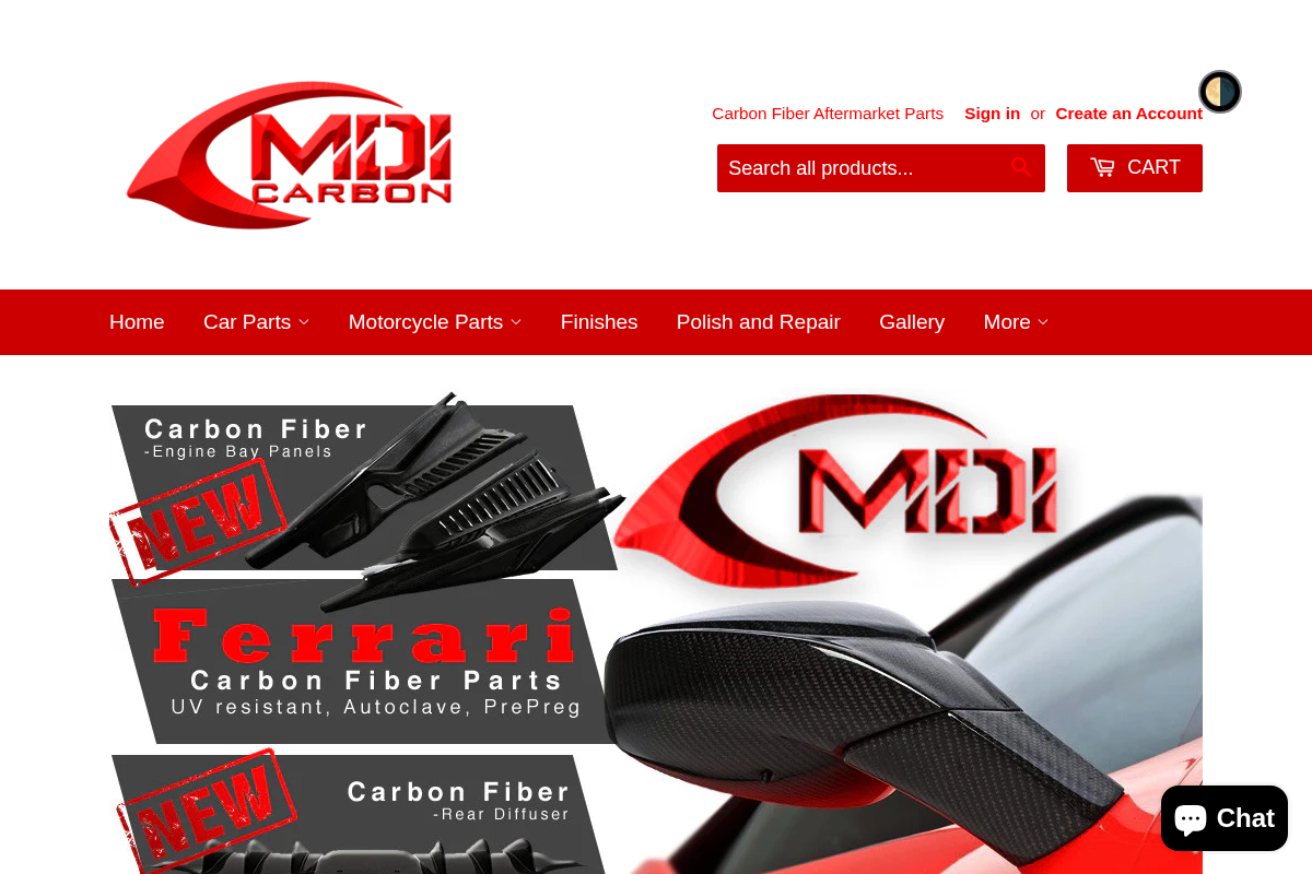 MDI Carbonfiber homepage screenshot