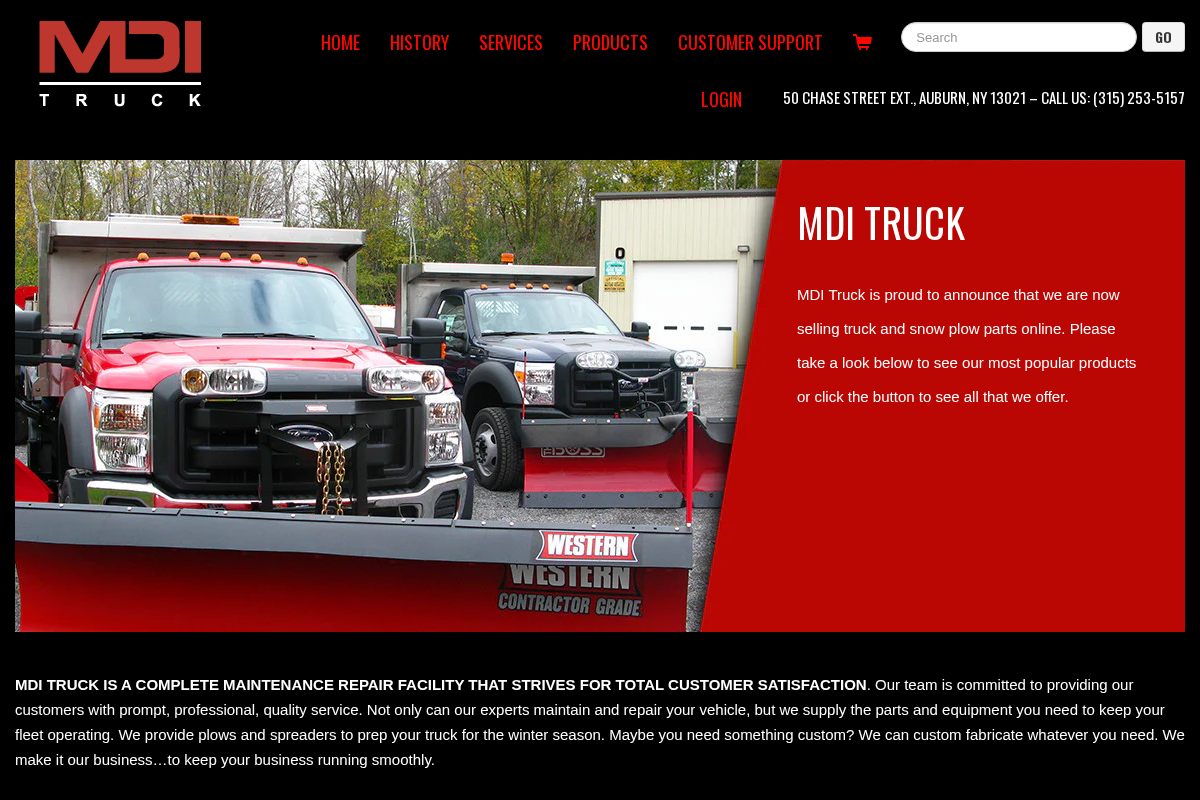 MDI Truck homepage screenshot