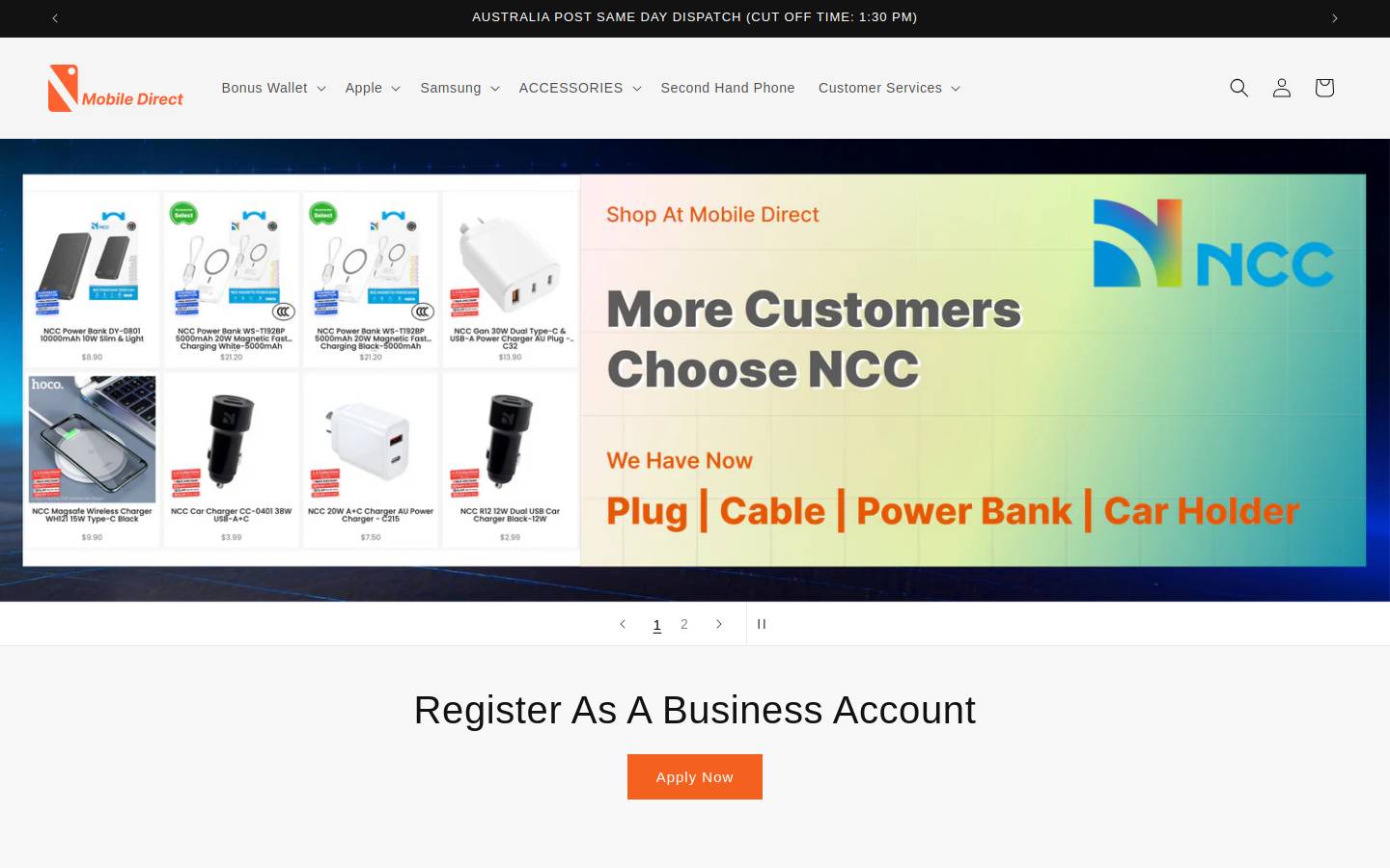 mdparts.com.au homepage screenshot