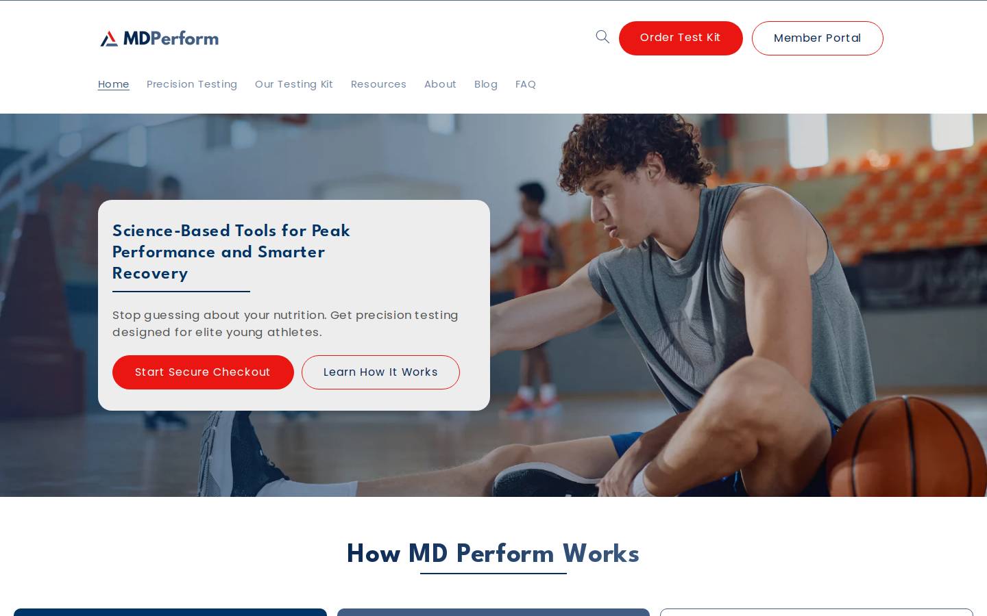 mdperform.com homepage screenshot