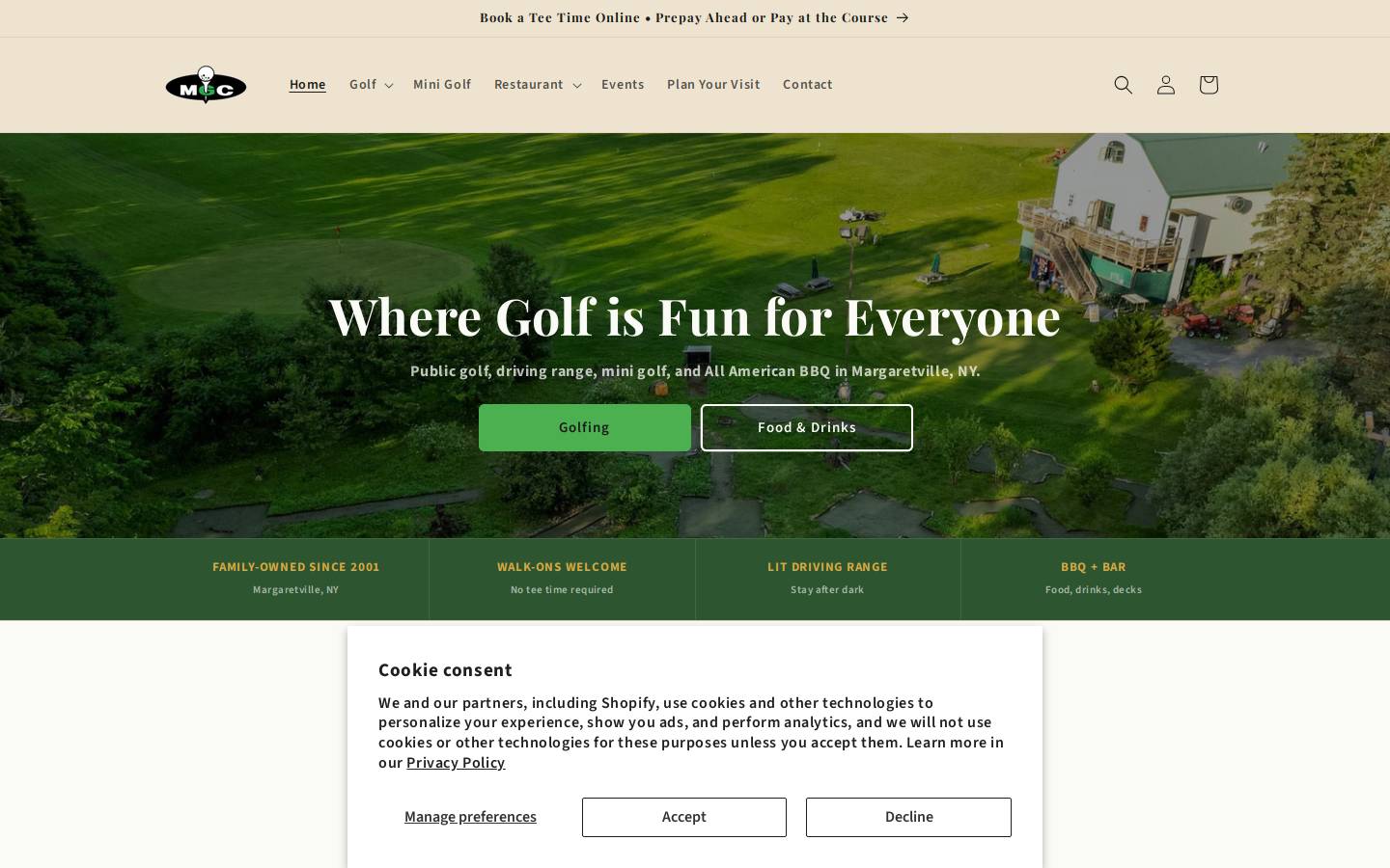 meadowsgolfcenter.com homepage screenshot