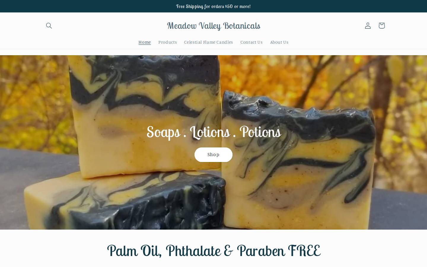 meadowvalleybotanicals.com homepage screenshot