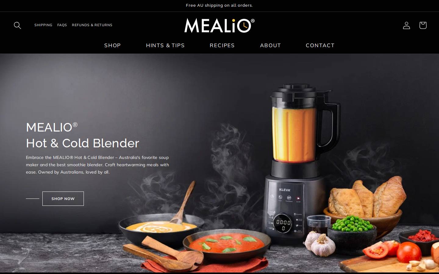 mealio.com.au homepage screenshot