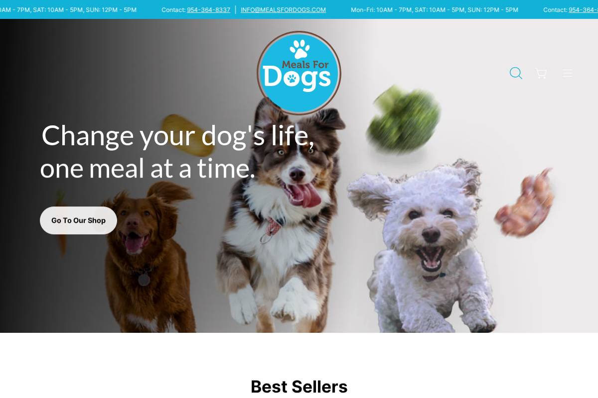 mealsfordogs.com homepage screenshot