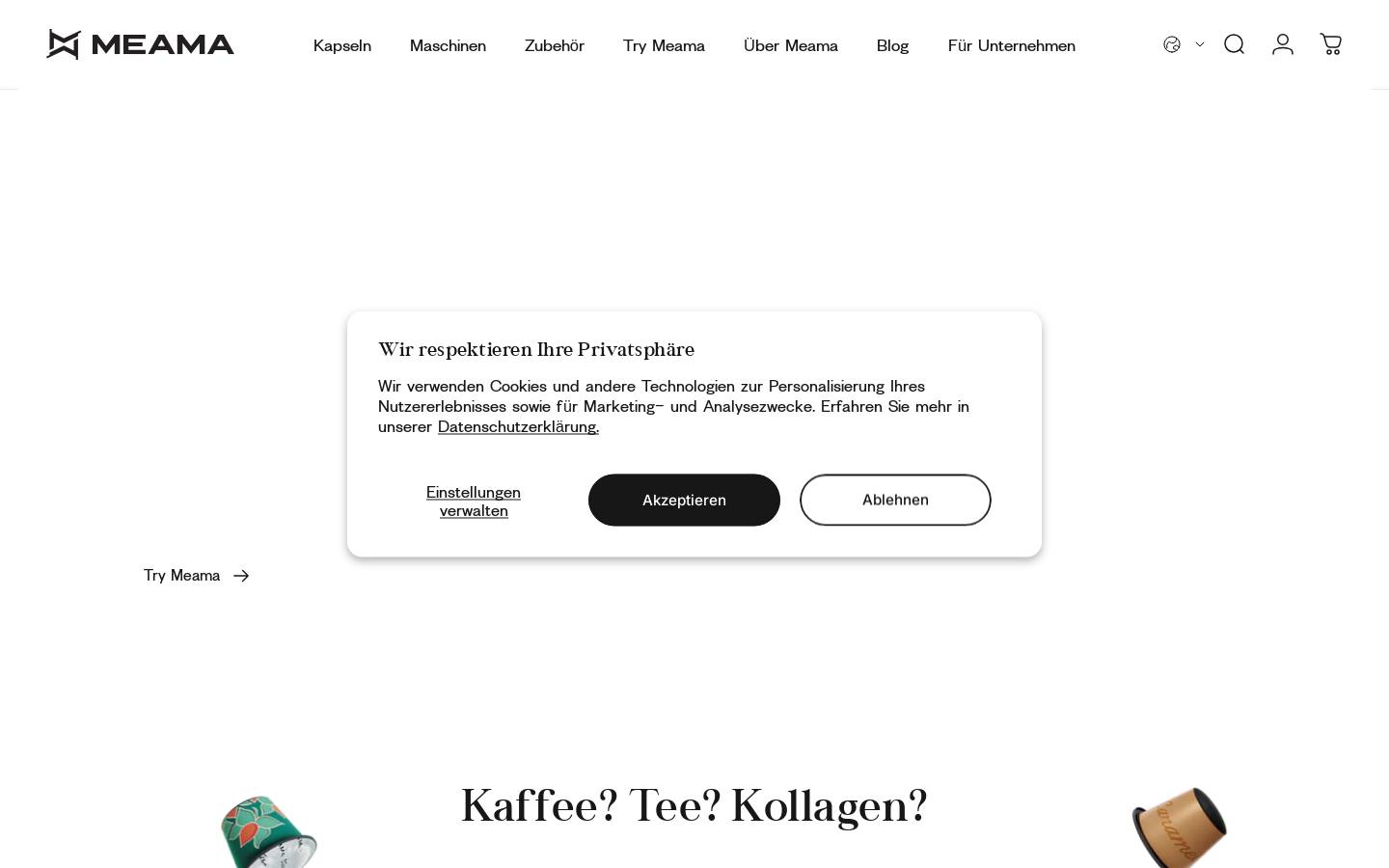MEAMA GmbH Österreich homepage screenshot