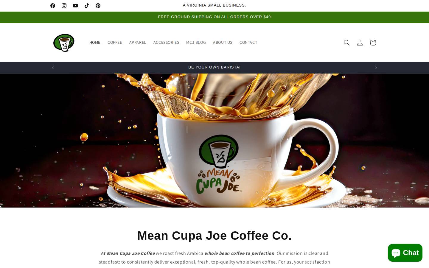 meancupajoe.com homepage screenshot