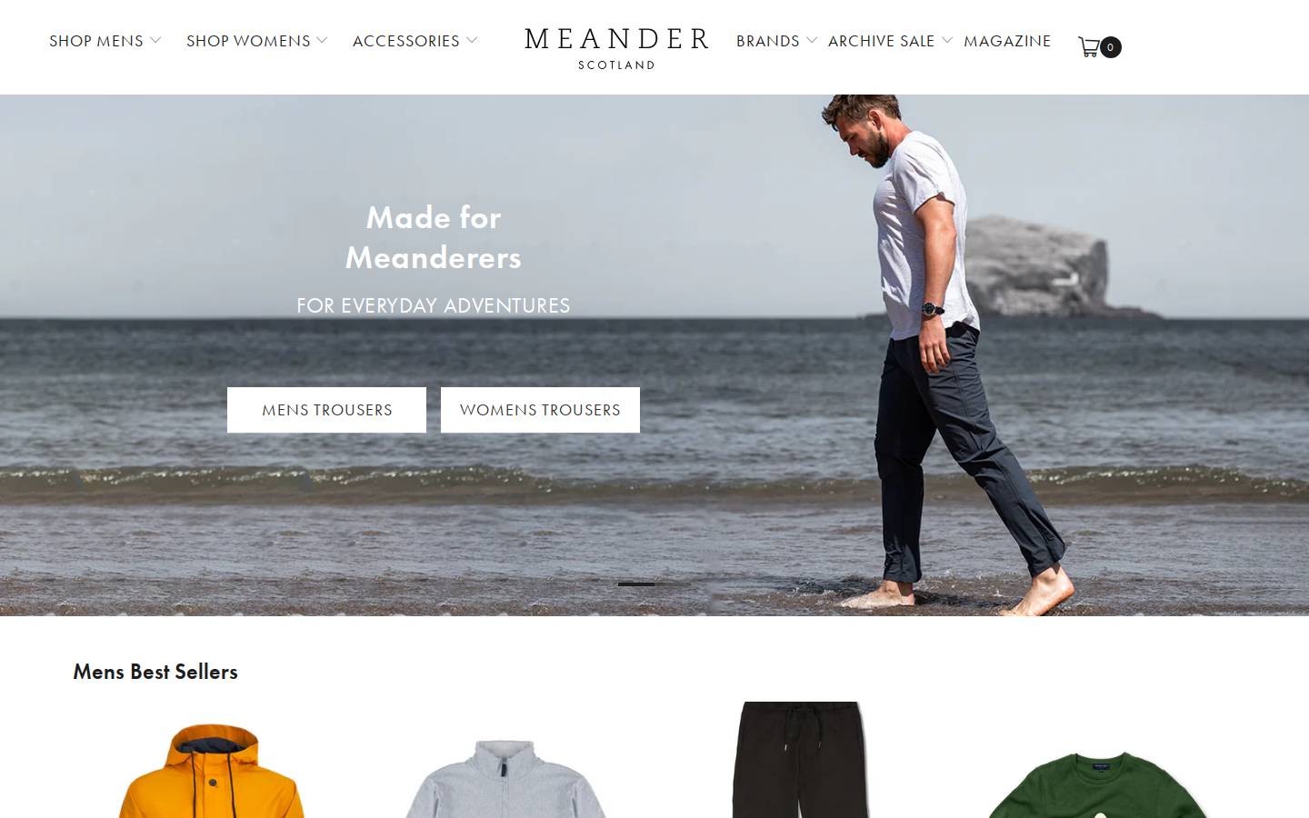 meanderapparel.com homepage screenshot