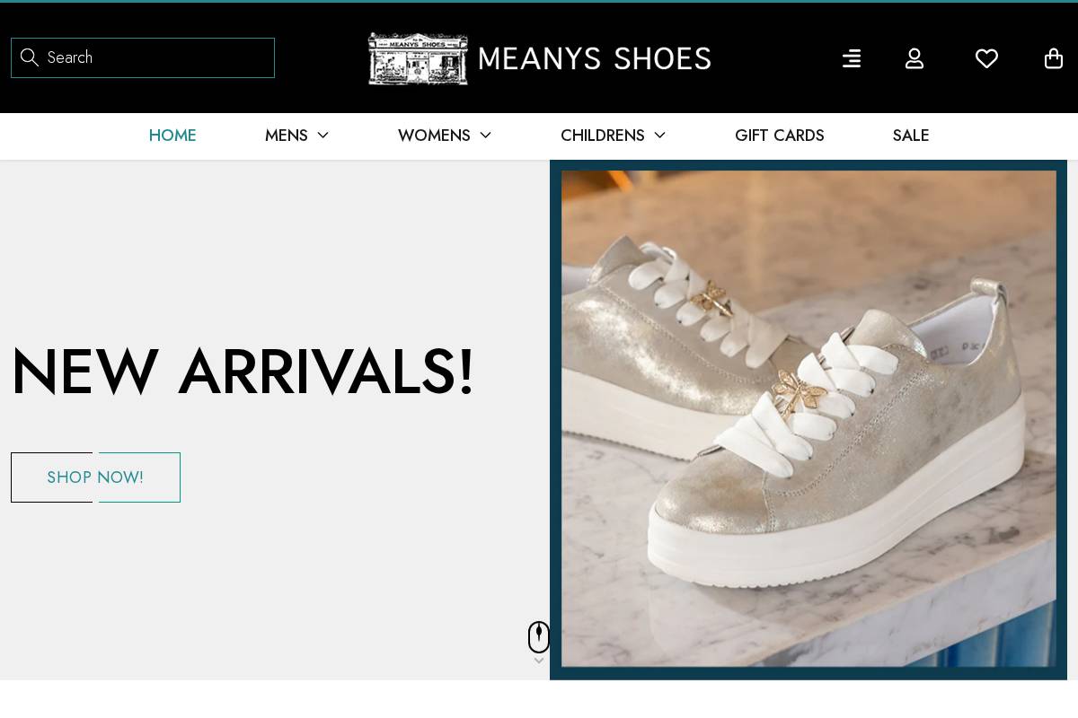 meanyshoes.ie homepage screenshot